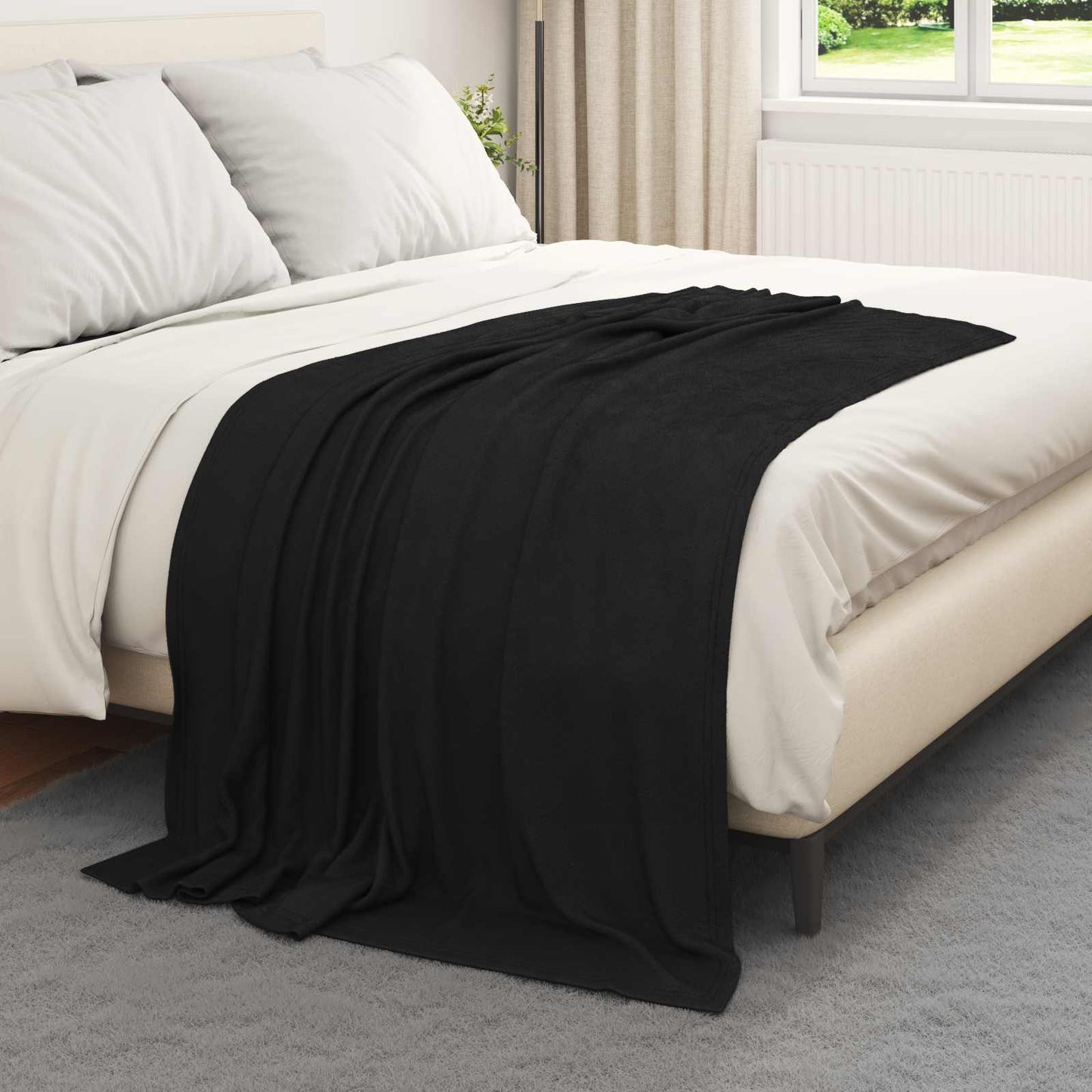 Throw Blanket Black 170 x 130 cm Fleece