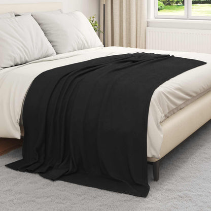 Throw Blanket Black 200 x 150 cm Fleece