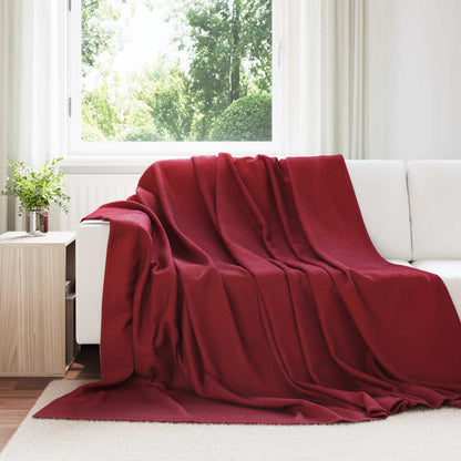 Throw Blanket Bordeaux Red 240 x 220 cm Fleece