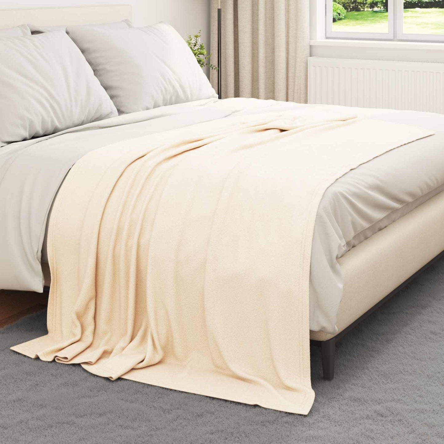 Throw Blanket Cream 200 x 150 cm Fleece