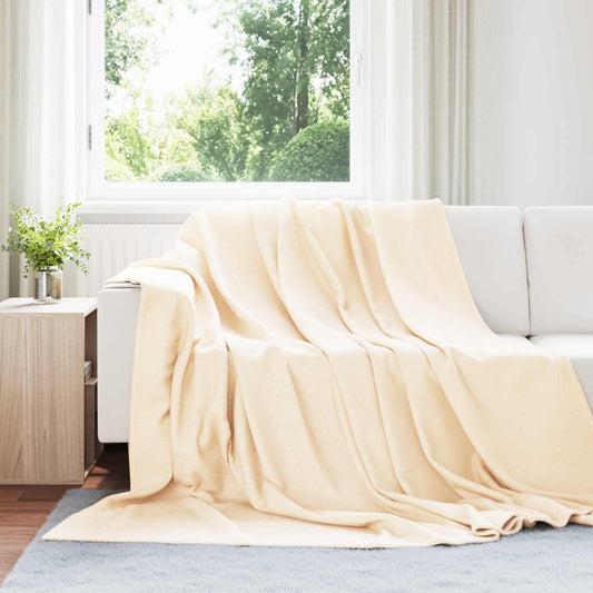 Throw Blanket Cream 240 x 220 cm Fleece