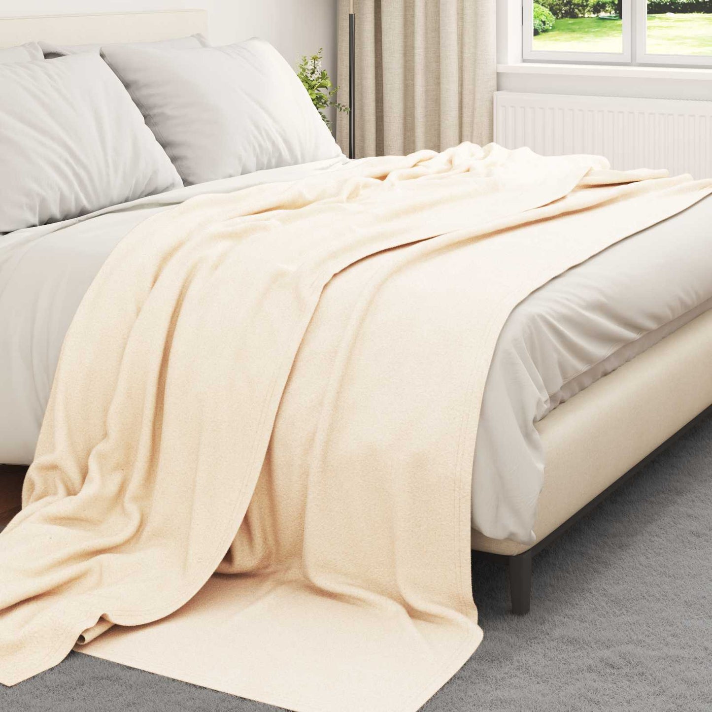 Throw Blanket Cream 270 x 240 cm Fleece