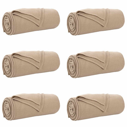 Throw Blankets 6 pcs Camel 240 x 220 cm Fleece