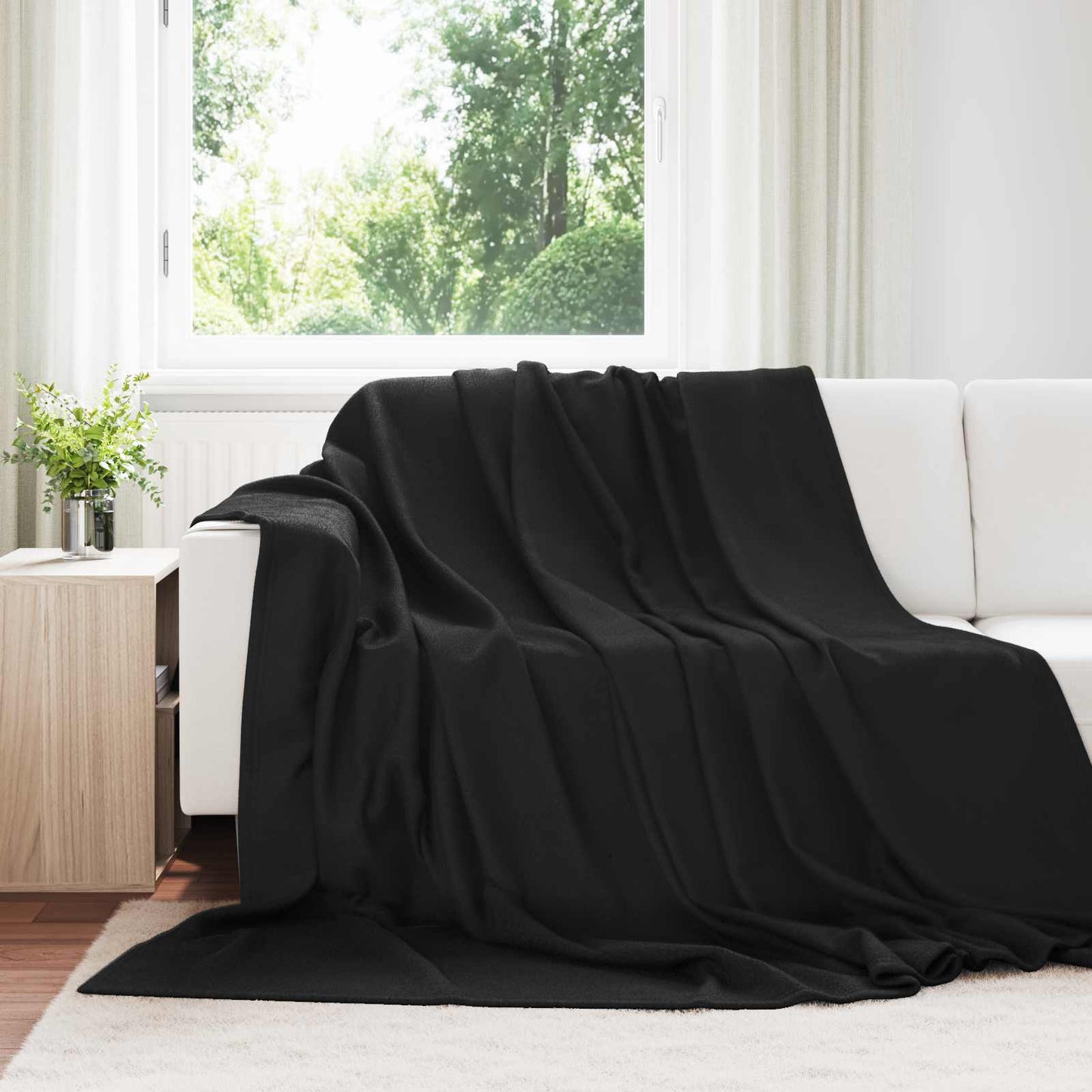 Throw Blankets 6 pcs Black 270 x 240 cm Fleece