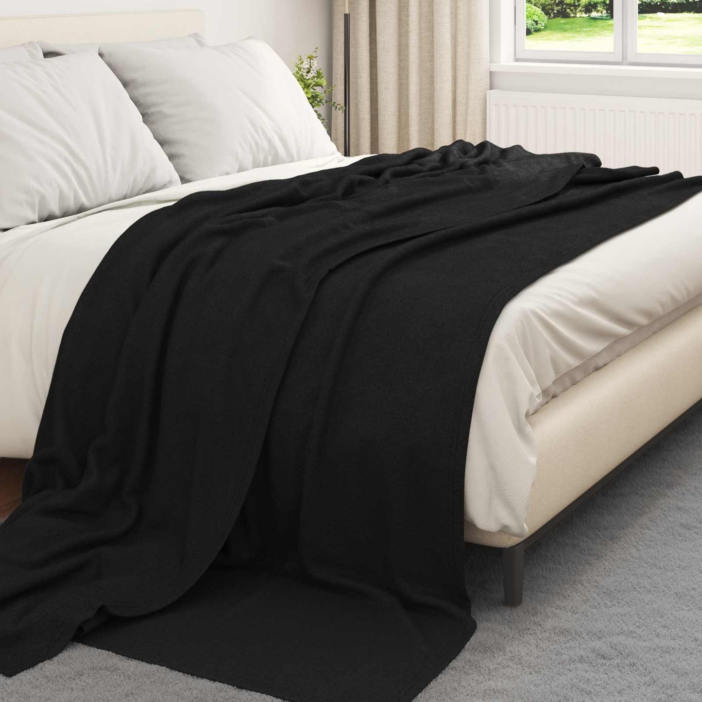 Throw Blankets 6 pcs Black 270 x 240 cm Fleece