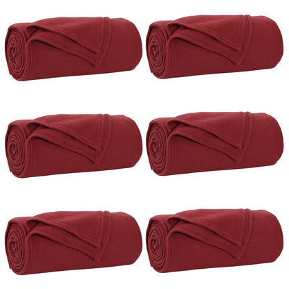 Throw Blankets 6 pcs Bordeaux Red 170 x 130 cm Fleece