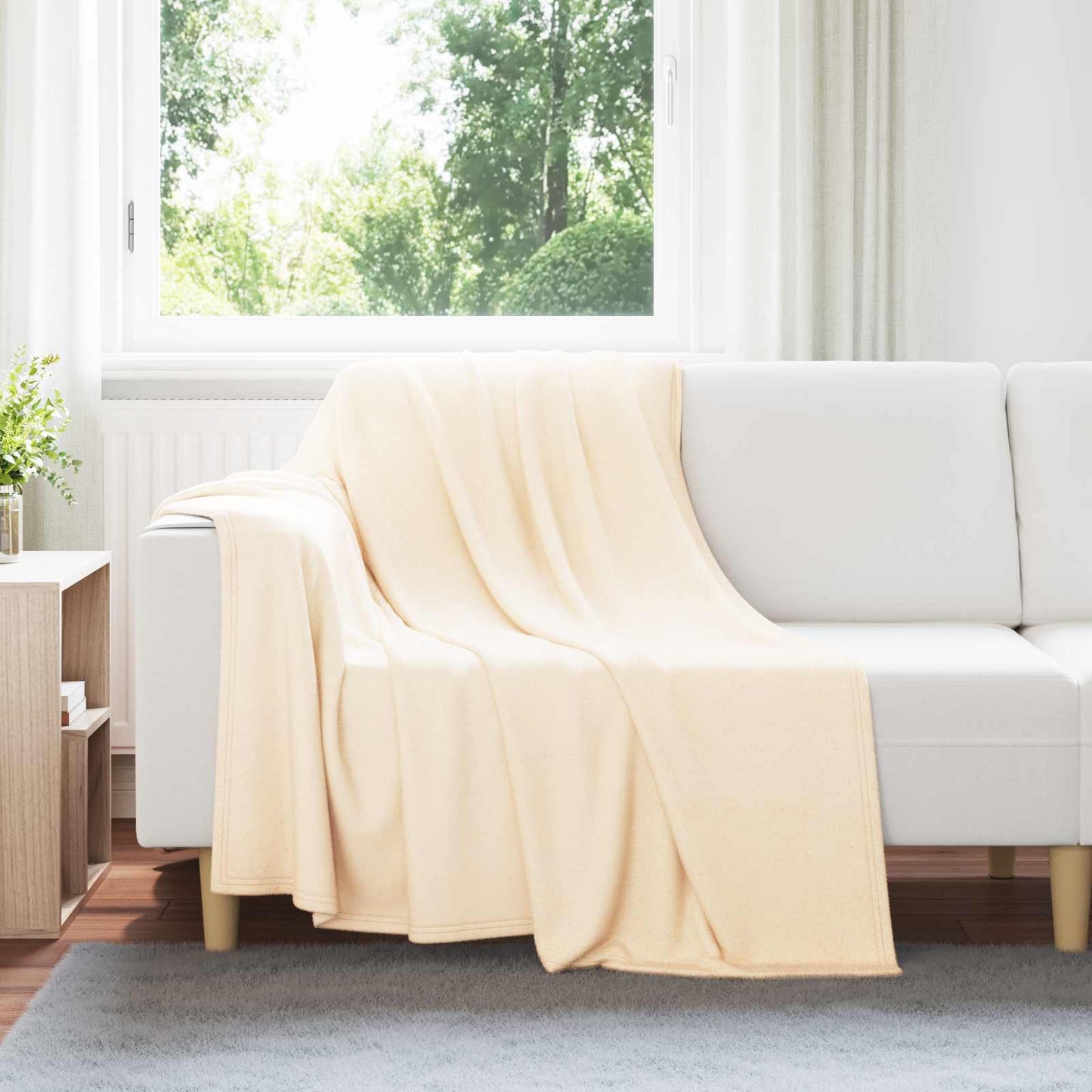 Throw Blankets 6 pcs Cream 200 x 150 cm Fleece