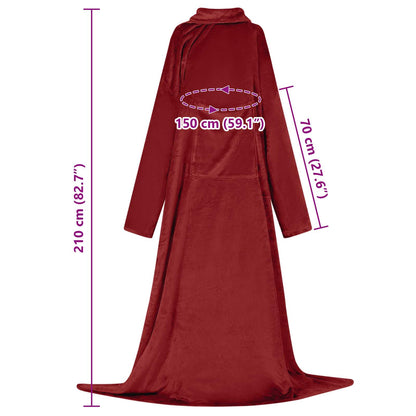 Blanket Hoodie Bordeaux Red F Flannel