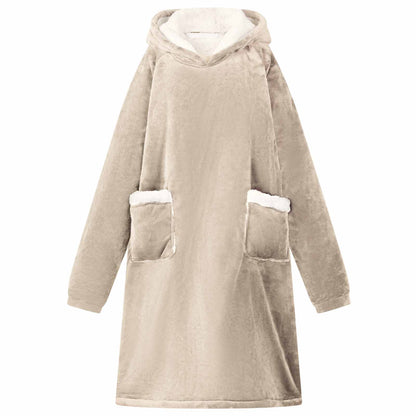 Blanket Hoodie Beige M Fleece and Flannel