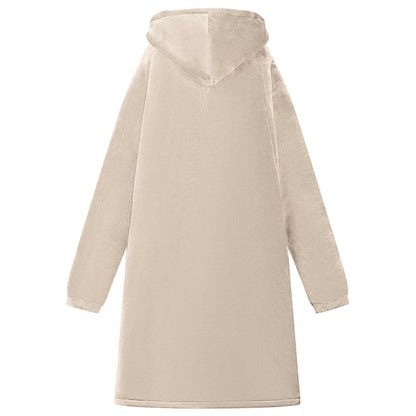 Blanket Hoodie Beige L Fleece and Flannel