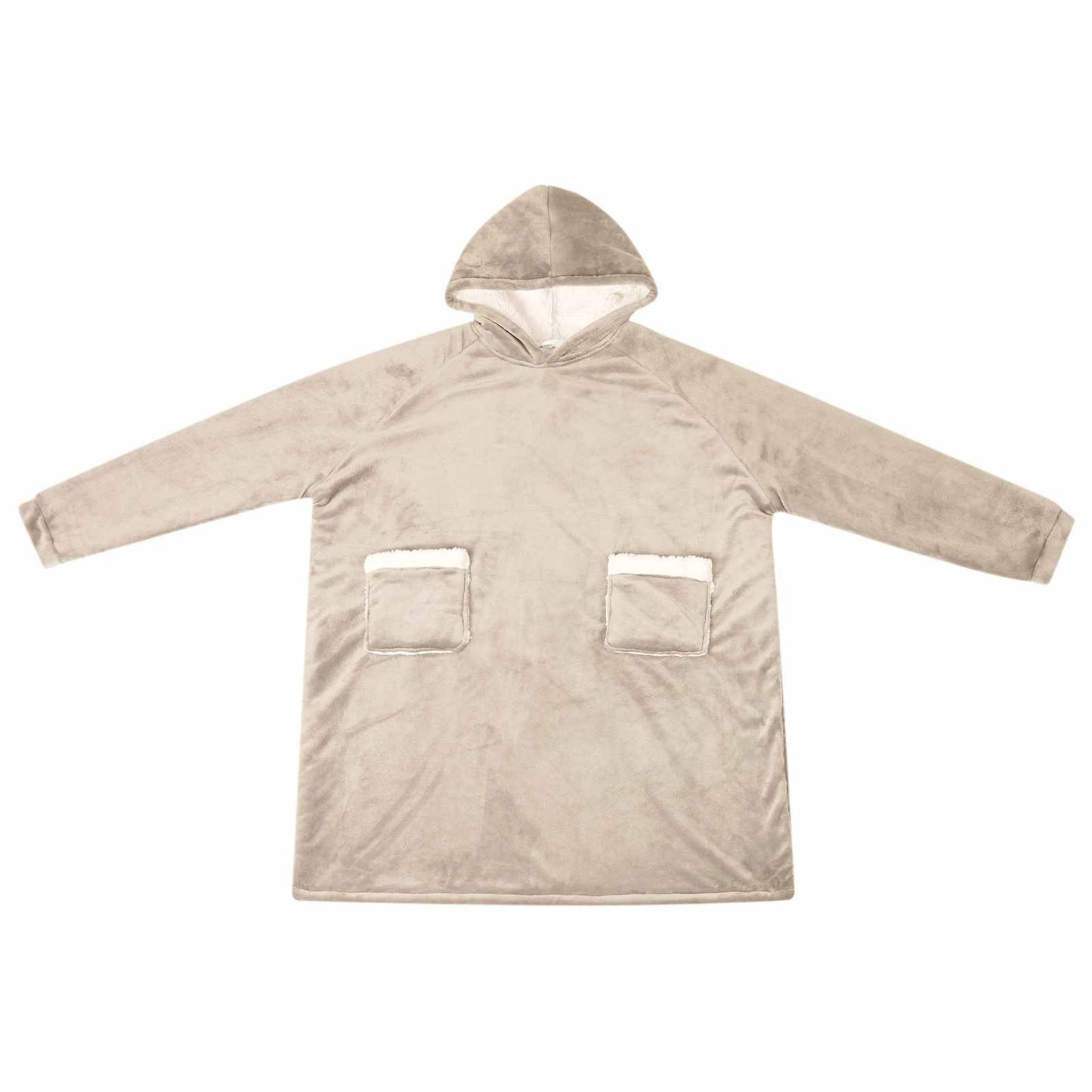 Blanket Hoodie Beige L Fleece and Flannel