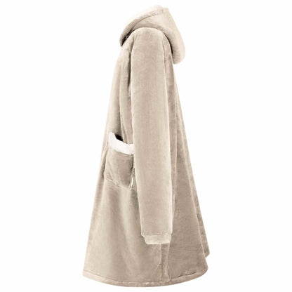 Blanket Hoodie Beige L Fleece and Flannel