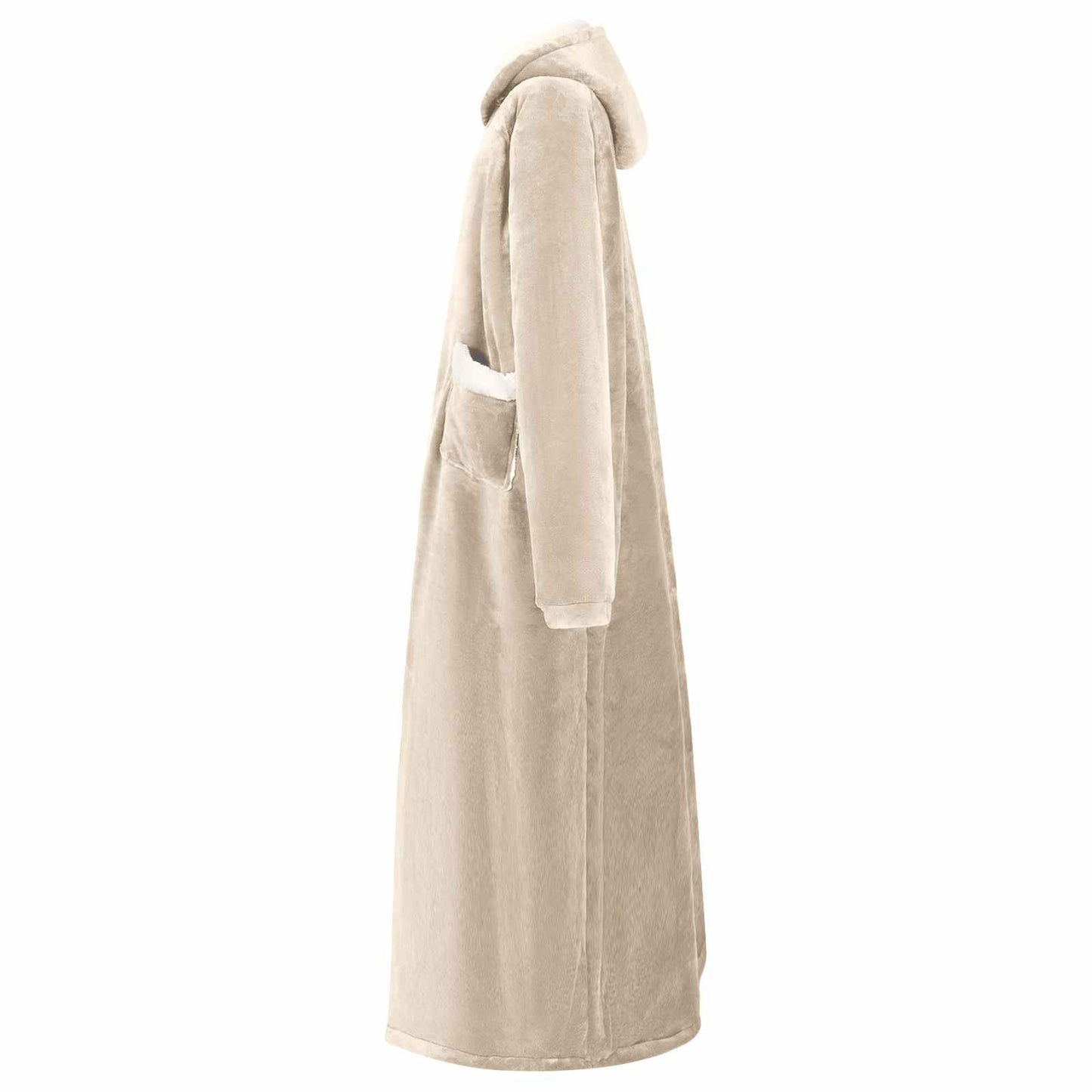 Blanket Hoodie Beige M Fleece and Flannel