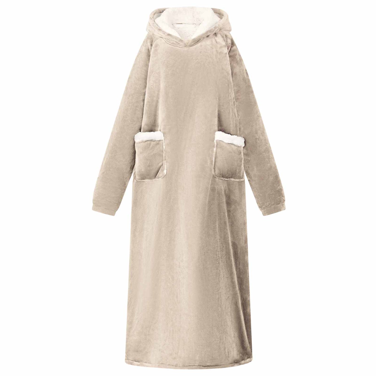 Blanket Hoodie Beige L Fleece and Flannel