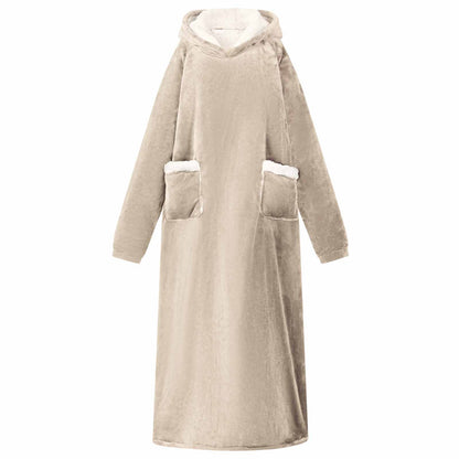 Blanket Hoodie Beige L Fleece and Flannel
