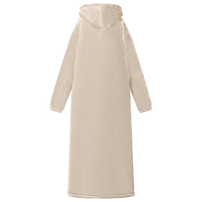 Blanket Hoodie Beige L Fleece and Flannel
