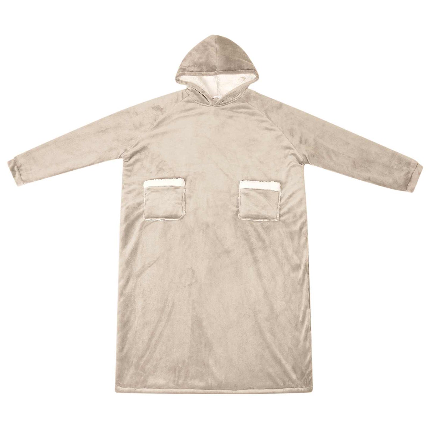 Blanket Hoodie Beige L Fleece and Flannel