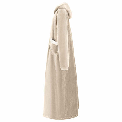 Blanket Hoodie Beige L Fleece and Flannel