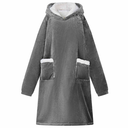 Blanket Hoodie Dark Grey M Fleece and Flannel