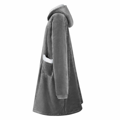 Blanket Hoodie Dark Grey M Fleece and Flannel