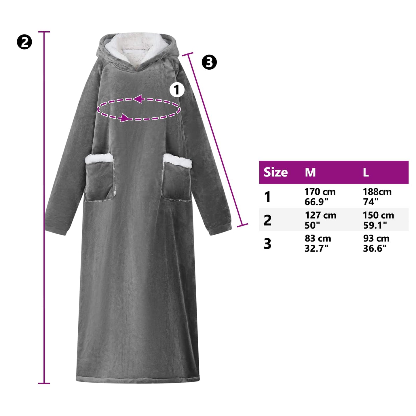 Blanket Hoodie Dark Grey L Fleece and Flannel