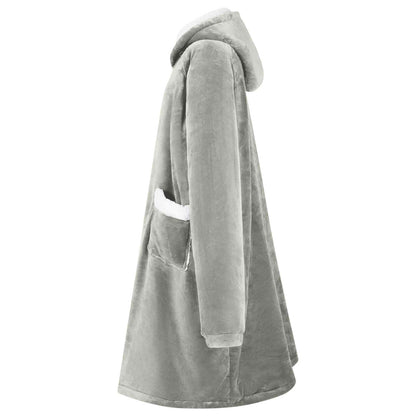 Blanket Hoodie Grey M Fleece and Flannel