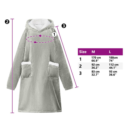 Blanket Hoodie Grey M Fleece and Flannel
