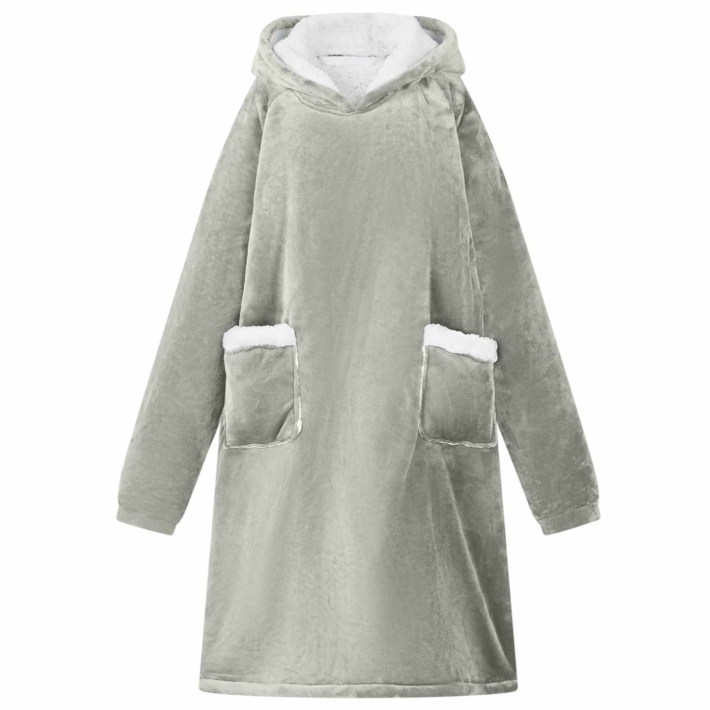 Blanket Hoodie Grey L Fleece and Flannel