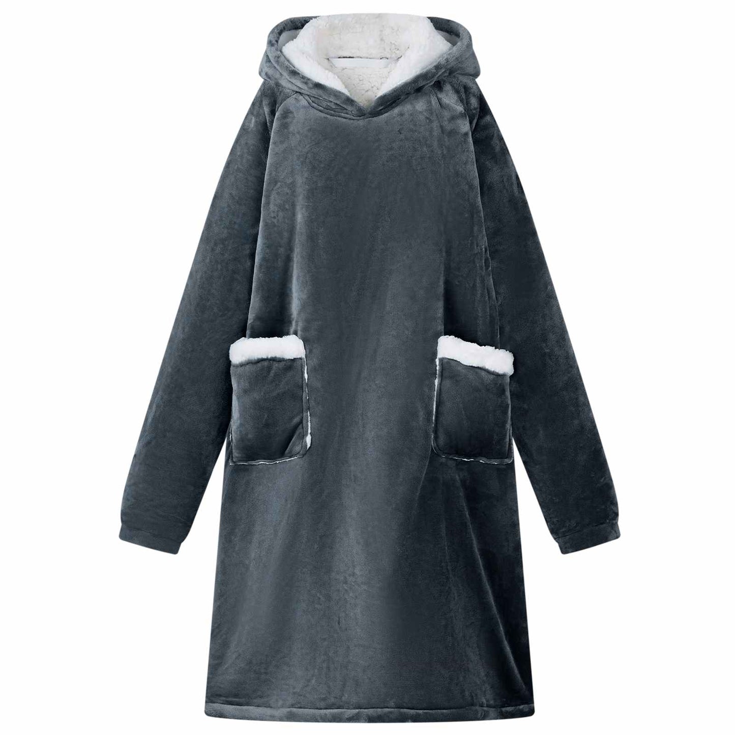 Blanket Hoodie Navy Blue M Fleece and Flannel