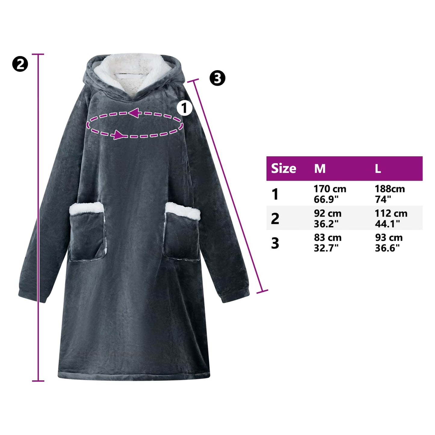 Blanket Hoodie Navy Blue M Fleece and Flannel