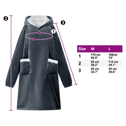 Blanket Hoodie Navy Blue M Fleece and Flannel