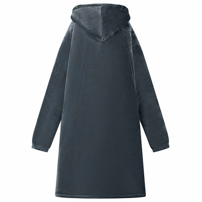 Blanket Hoodie Navy Blue L Fleece and Flannel