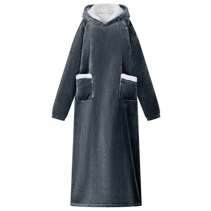 Blanket Hoodie Navy Blue M Fleece and Flannel