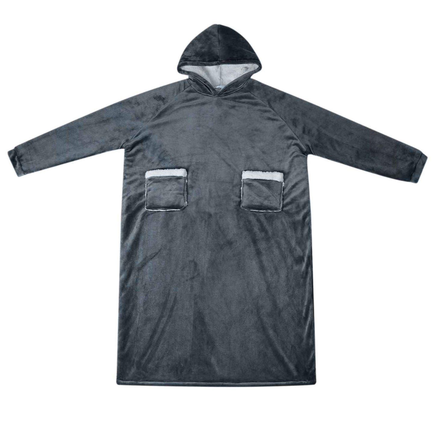Blanket Hoodie Navy Blue M Fleece and Flannel
