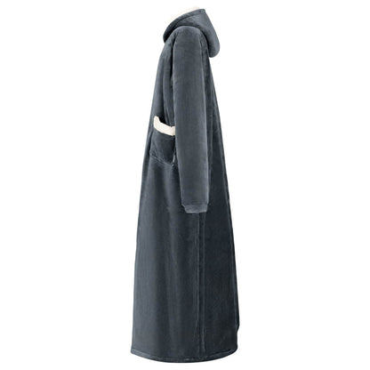 Blanket Hoodie Navy Blue L Fleece and Flannel