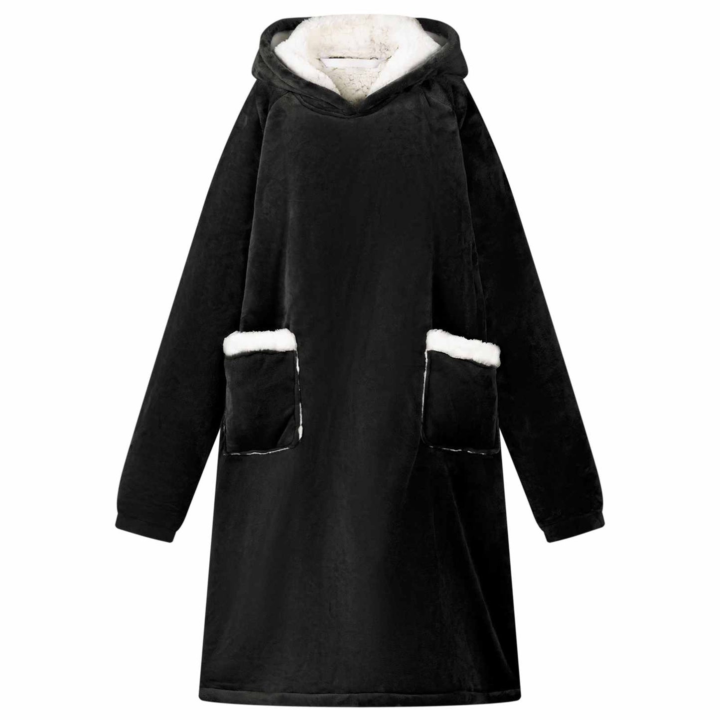 Blanket Hoodie Black M Fleece and Flannel