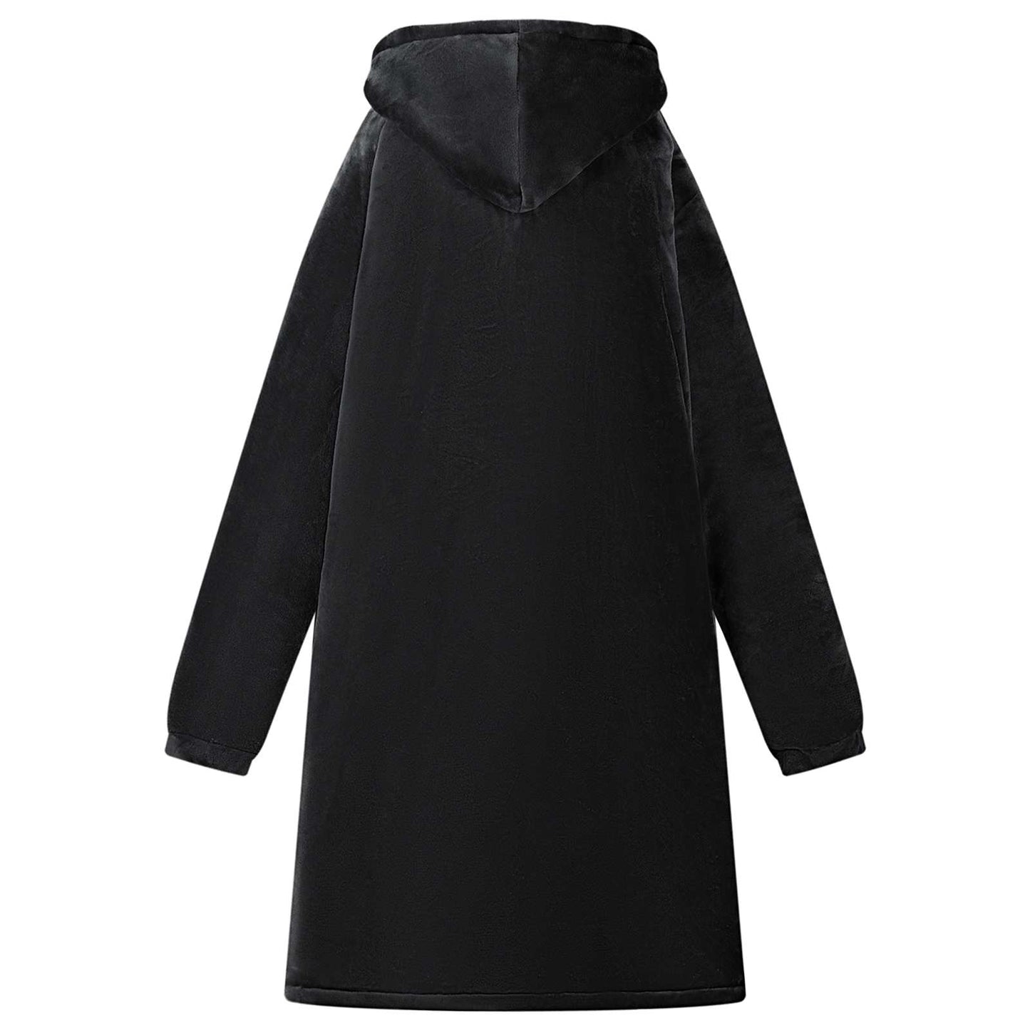 Blanket Hoodie Black M Fleece and Flannel