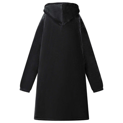 Blanket Hoodie Black M Fleece and Flannel