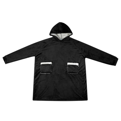 Blanket Hoodie Black M Fleece and Flannel