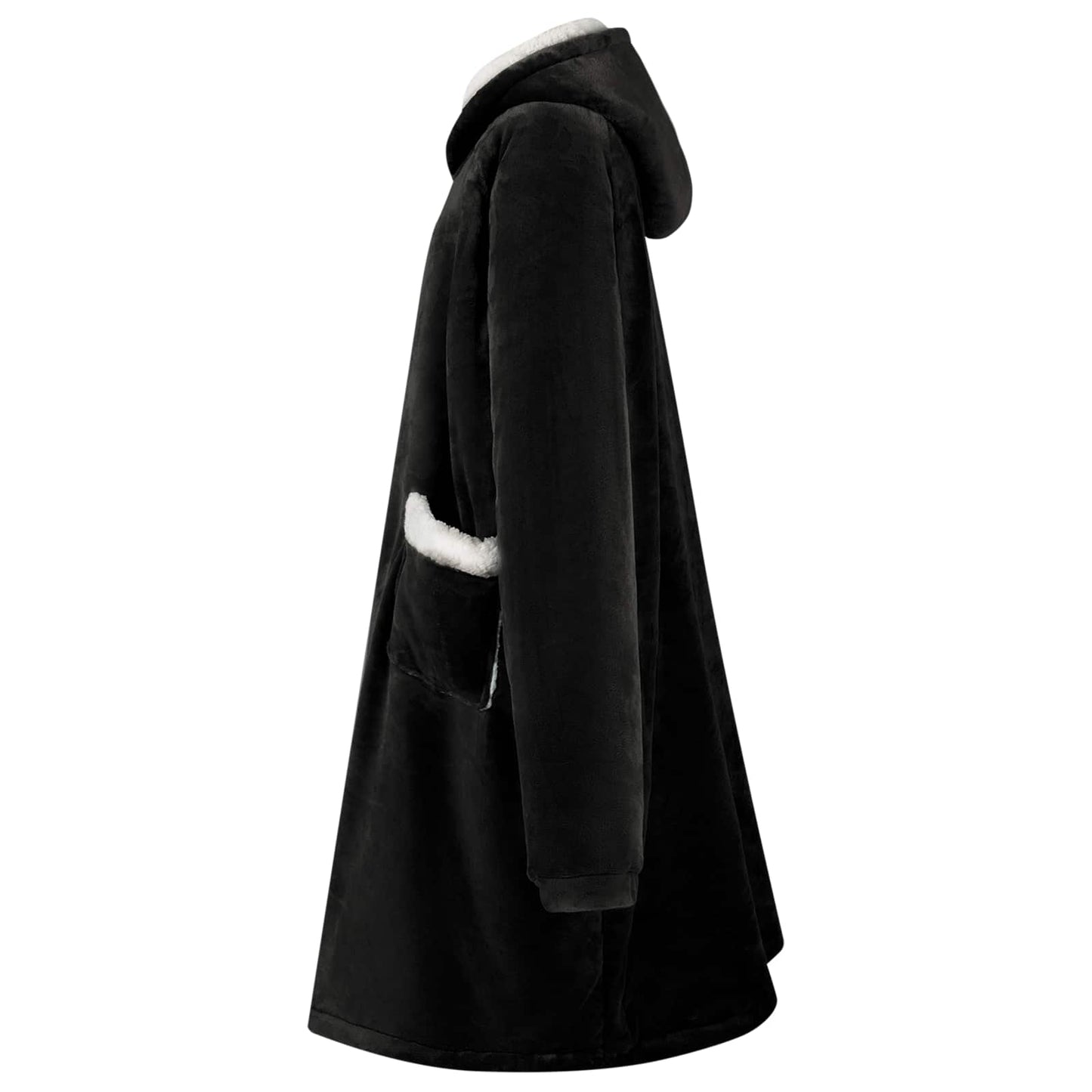 Blanket Hoodie Black M Fleece and Flannel
