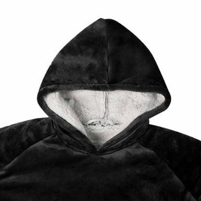 Blanket Hoodie Black L Fleece and Flannel