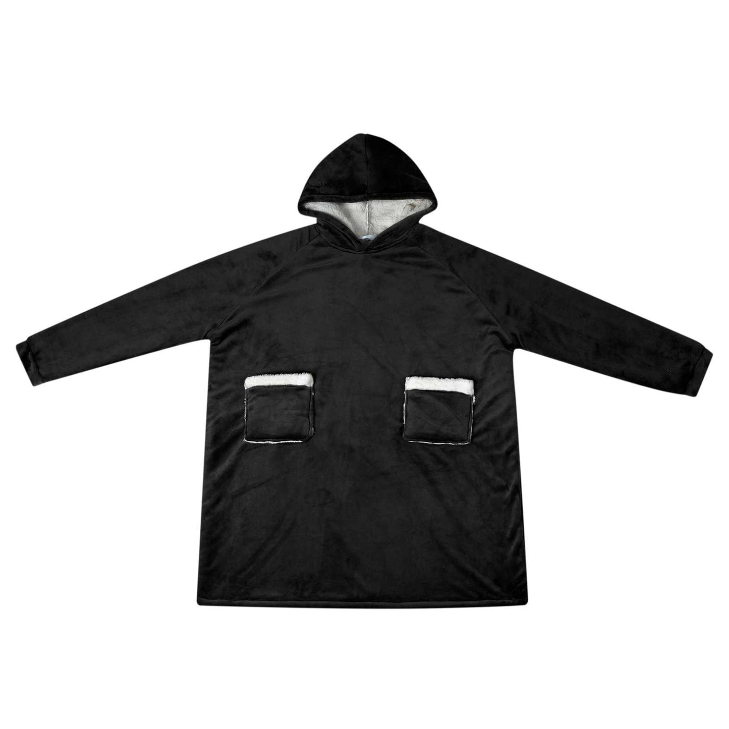 Blanket Hoodie Black L Fleece and Flannel