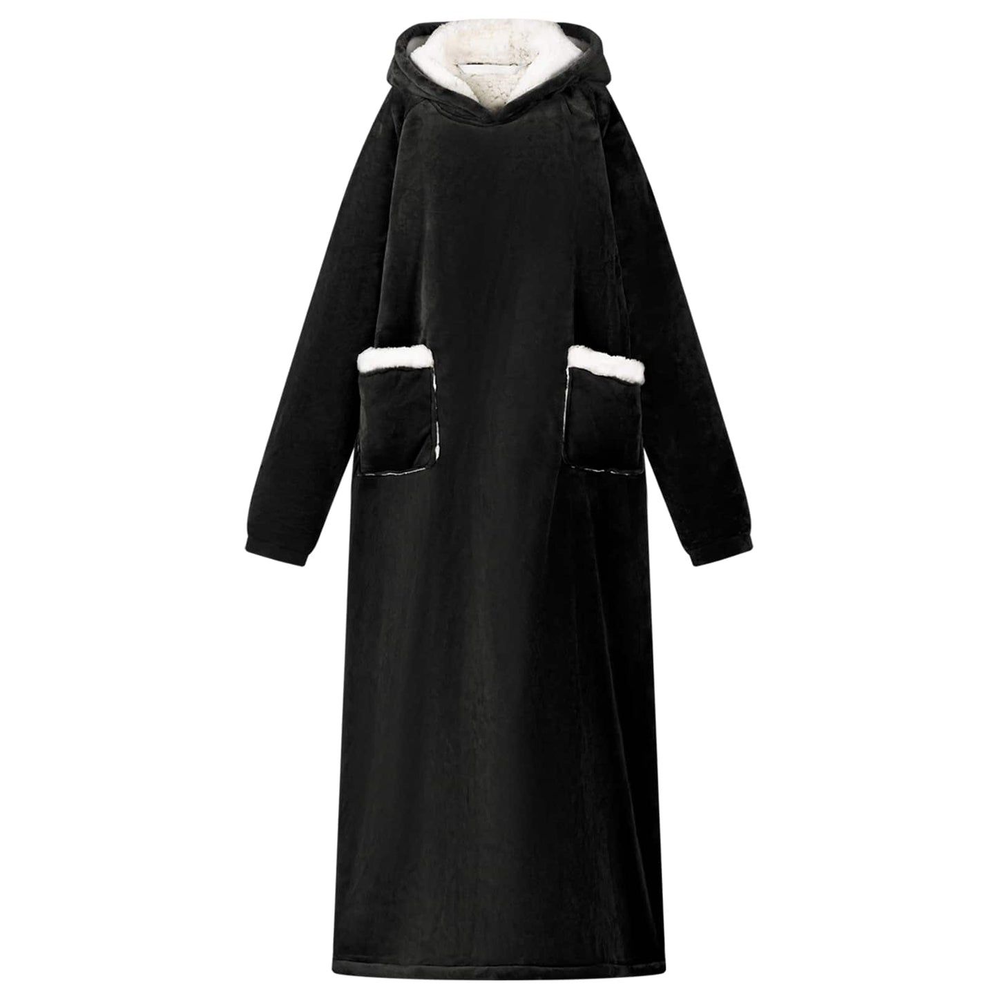 Blanket Hoodie Black M Fleece and Flannel