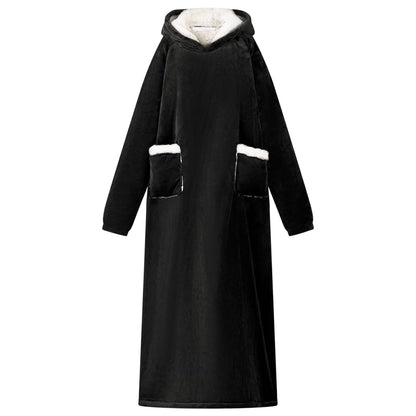 Blanket Hoodie Black L Fleece and Flannel