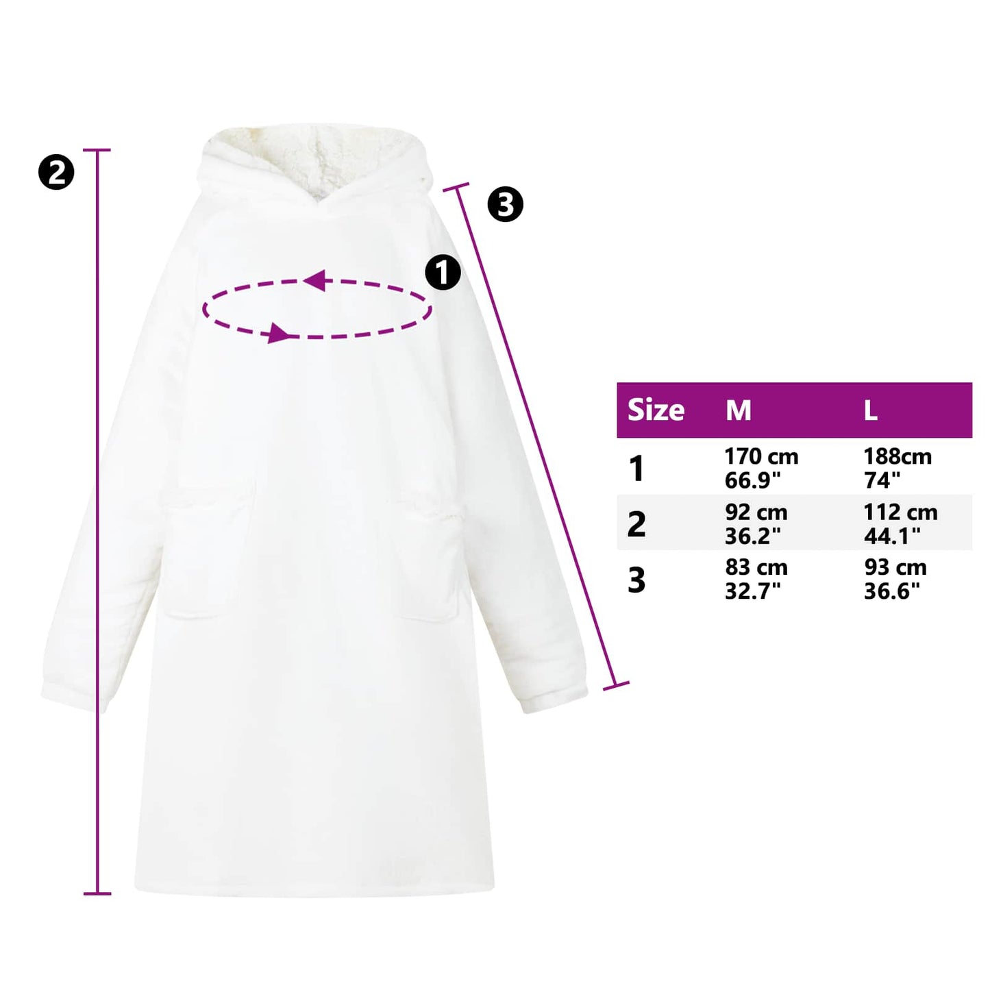 Blanket Hoodie White M Fleece and Flannel