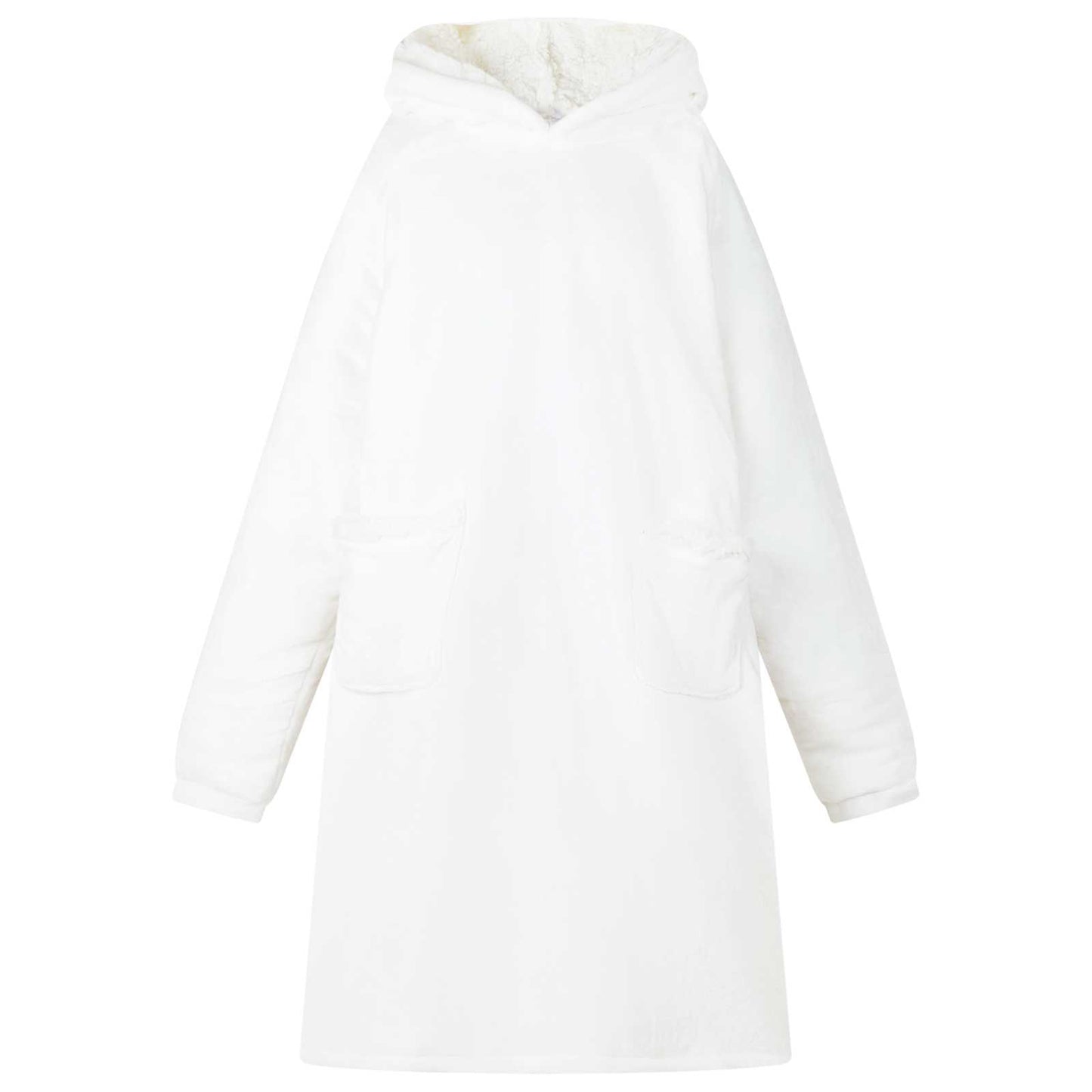 Blanket Hoodie White L Fleece and Flannel