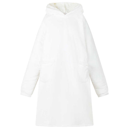 Blanket Hoodie White L Fleece and Flannel