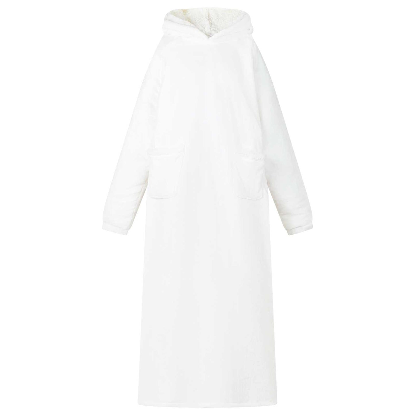 Blanket Hoodie White L Fleece and Flannel