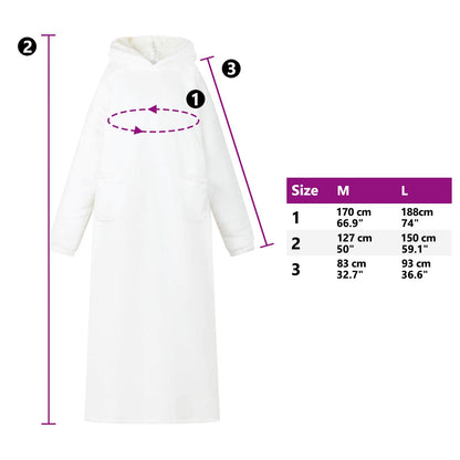 Blanket Hoodie White L Fleece and Flannel