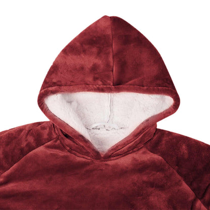 Blanket Hoodie Bordeaux Red M Fleece and Flannel